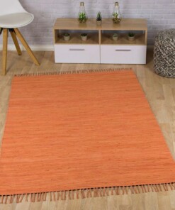 Kelim vloerkleed effen handweef Bomull - terracotta - sfeer