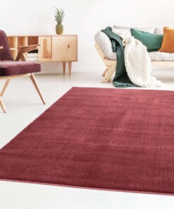 Effen vloerkleed velours Gala - rood - sfeer