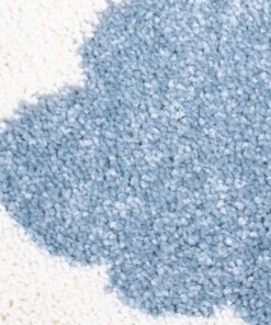 Rond vloerkleed kinderkamer Wolk & Ster 3D - crème/blauw - close up materiaal, thumbnail
