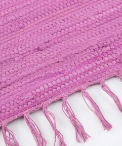 Kelim vloerkleed effen handweef Bomull - paars - close up zijkant, thumbnail Kelim vloerkleed effen handweef Bomull - paars - close up zijkant, thumbnail