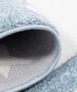 Rond vloerkleed kinderkamer Sterren 3D - blauw/crème - close up vouw, thumbnail Rond vloerkleed kinderkamer Sterren 3D - blauw/crème - close up vouw, thumbnail