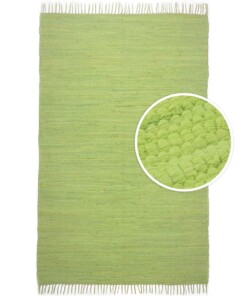Kelim vloerkleed effen handweef Bomull - groen - overzicht boven, thumbnail