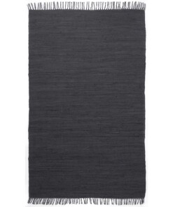 Kelim vloerkleed effen handweef Bomull - antraciet - overzicht boven, thumbnail