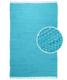 Kelim vloerkleed effen handweef Bomull - turquoise - overzicht boven, thumbnail Kelim vloerkleed effen handweef Bomull - turquoise - overzicht boven, thumbnail
