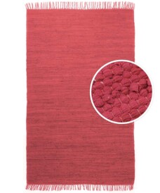 Kelim vloerkleed effen handweef Bomull - rood - overzicht boven, thumbnail Kelim vloerkleed effen handweef Bomull - rood - overzicht boven, thumbnail