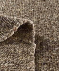 Wollen vloerkleed handweef Oslo - bruin - close up vouw, thumbnail