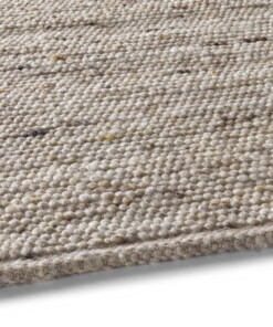 Wollen vloerkleed handweef Oslo - beige/crème - close up zijkant, thumbnail Wollen vloerkleed handweef Oslo - beige/crème - close up zijkant, thumbnail