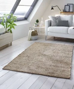 Wollen vloerkleed handweef Oslo - beige/crème - sfeer