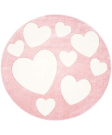 Rond vloerkleed kinderkamer Hartjes 3D - roze/crème - overzicht boven, thumbnail Rond vloerkleed kinderkamer Hartjes 3D - roze/crème - overzicht boven, thumbnail