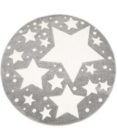 Rond vloerkleed kinderkamer Sterren 3D - grijs/crème - overzicht boven, thumbnail Rond vloerkleed kinderkamer Sterren 3D - grijs/crème - overzicht boven, thumbnail