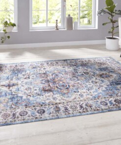 Oosters vloerkleed Tabriz Dewena - blauw - sfeer