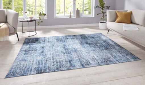Oosters vloerkleed Tabriz Bela - jeansblauw - sfeer