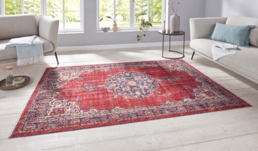 Oosters vloerkleed Sarouk Sangar - rood - sfeer