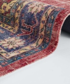Oosters vloerkleed Tabriz Ladiz - rood/blauw - close up, thumbnail