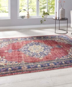 Oosters vloerkleed Tabriz Ladiz - rood/blauw - sfeer