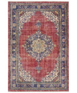 Oosters vloerkleed Tabriz Ladiz - rood/blauw - overzicht boven, thumbnail
