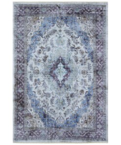 Oosters vloerkleed Keshan Sami - blauw - overzicht boven, thumbnail