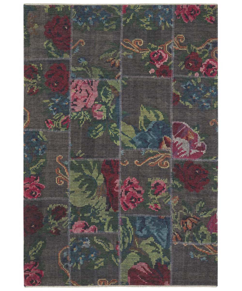 Patchwork vloerkleed rozenkelim Sofia - grijs/multi |