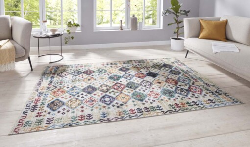 Oosters vloerkleed Kelim Sarobi- crème/multi - sfeer
