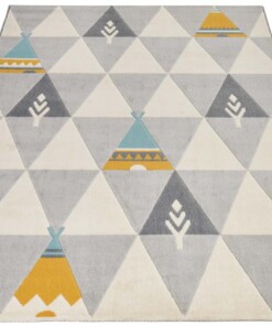 Kinderkamer vloerkleed Playful Prairie - zilver/grijs - overzicht schuin, thumbnail