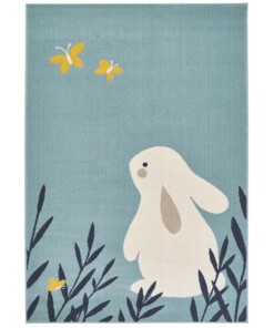 Kinderkamer vloerkleed Bunny Lottie - lichtblauw - overzicht boven, thumbnail