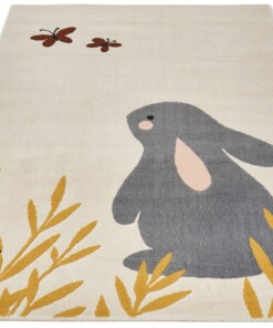 Kinderkamer vloerkleed Bunny Lottie - crème - overzicht schuin, thumbnail Kinderkamer vloerkleed Bunny Lottie - crème - overzicht schuin, thumbnail