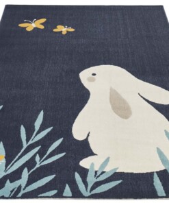 Kinderkamer vloerkleed Bunny Lottie - donkerblauw - overzicht schuin, thumbnail Kinderkamer vloerkleed Bunny Lottie - donkerblauw - overzicht schuin, thumbnail