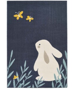 Kinderkamer vloerkleed Bunny Lottie - donkerblauw - overzicht boven, thumbnail