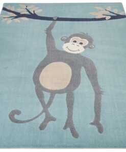 Kinderkamer vloerkleed Monkey Miles - lichtblauw - overzicht schuin, thumbnail