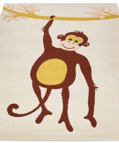 Kinderkamer vloerkleed Monkey Miles - crème - overzicht schuin