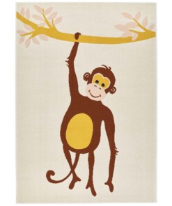 Kinderkamer vloerkleed Monkey Miles - crème - overzicht boven, thumbnail