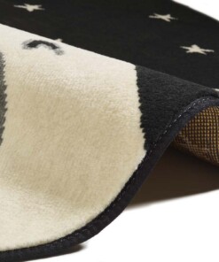 Rond Kinderkamer vloerkleed Dream Team - zwart - close up, thumbnail