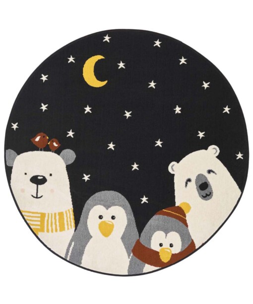 Rond Kinderkamer vloerkleed Dream Team - zwart - overzicht boven