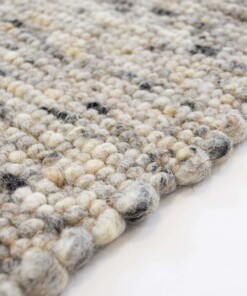 Wollen vloerkleed handweef Ylva - grijs - close up zijkant, thumbnail