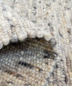 Wollen vloerkleed handweef Ylva - grijs - close up vouw, thumbnail