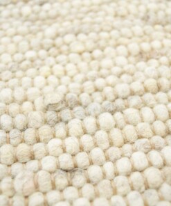 Wollen vloerkleed handweef Ylva - beige - close up materiaal, thumbnail