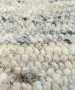 Wollen vloerkleed handweef Veve - grijs/crème - close up materiaal, thumbnail