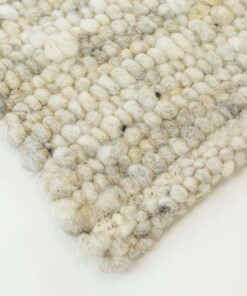 Wollen vloerkleed handweef Veve - beige/grijs - close up hoek, thumbnail