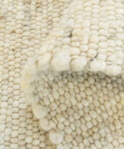 Wollen vloerkleed handweef Veve - beige/crème - close up vouw, thumbnail