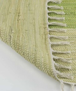 Kelim vloerkleed strepen handweef Bomull - groen/wit - close up vouw, thumbnail