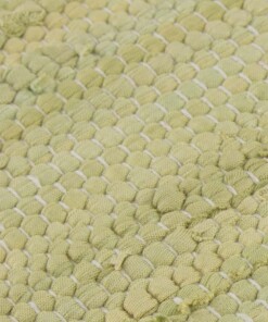 Kelim vloerkleed strepen handweef Bomull - groen/wit - close up materiaal, thumbnail