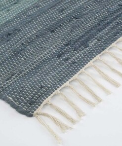 Kelim vloerkleed strepen handweef Bomull - blauw/wit - close up hoek, thumbnail Kelim vloerkleed strepen handweef Bomull - blauw/wit - close up hoek, thumbnail