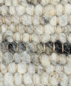 Wollen vloerkleed handweef Veve - grijs/crème - close up materiaal, thumbnail