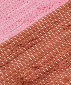 Kelim vloerkleed strepen handweef Bomull - rood/wit - close up materiaal, thumbnail Kelim vloerkleed strepen handweef Bomull - rood/wit - close up materiaal, thumbnail