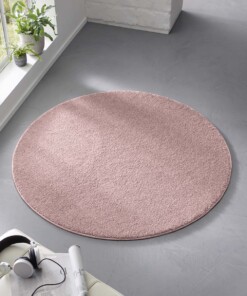 Rond effen vloerkleed Qualis - roze - sfeer