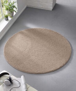 Rond effen vloerkleed Qualis - taupe - sfeer