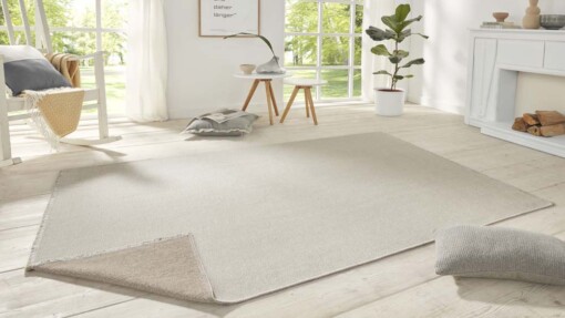 Effen vloerkleed Duo - crème/beige - sfeer