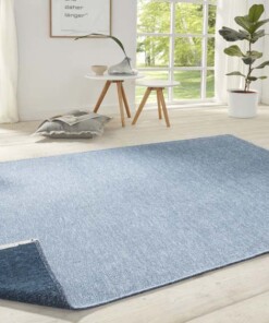 Effen vloerkleed Duo - lichtblauw/donkerblauw - sfeer, thumbnail
