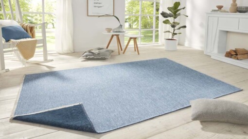 Effen vloerkleed Duo - lichtblauw/donkerblauw - sfeer