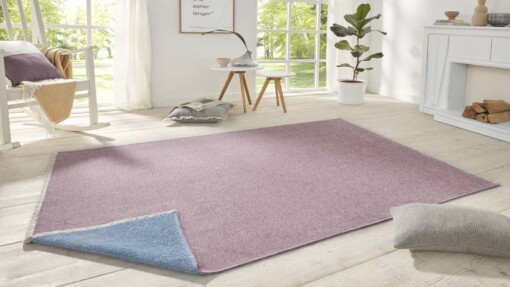Effen vloerkleed Duo - roze/lichtblauw - sfeer